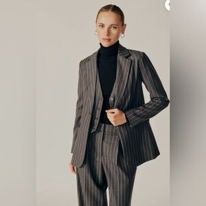 Deluc Gray Pinstripe Bomber Jacket